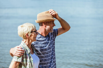 Senior couple relaxing together at the beach