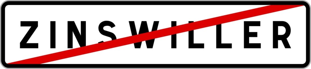 Panneau sortie ville agglomération Zinswiller / Town exit sign Zinswiller