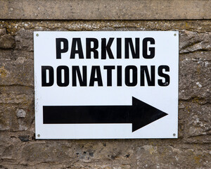 Parking Donations Sign in Leyburn, North Yorkshire