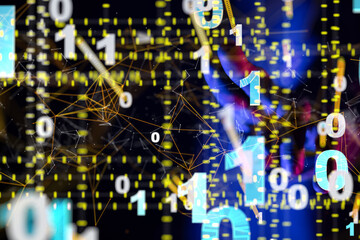 Global network. Blockchain. 3D illustration. Neural networks and artificial intelligence. Abstract
