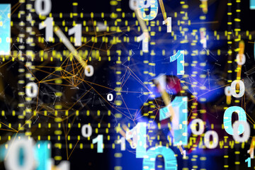 Global network. Blockchain. 3D illustration. Neural networks and artificial intelligence. Abstract