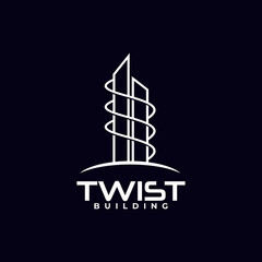Twist swirl building hotel logo design