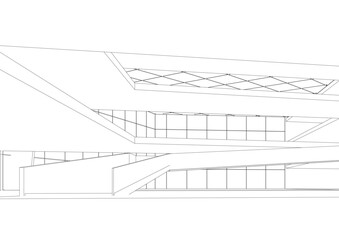 View of modern architecture 3d illustration