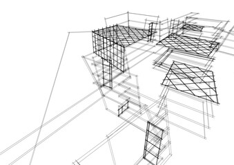 Naklejka premium View of modern architecture 3d illustration