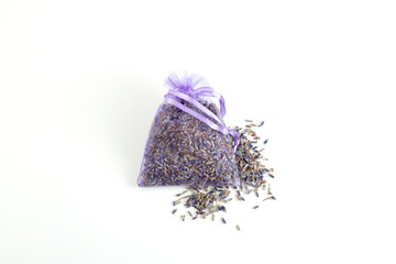 Lavender bud dry flower sachet fragrant bag, purple organza pouch with natural dried lavender flowers