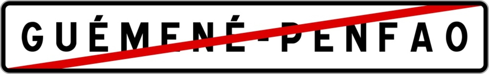 Obraz premium Panneau sortie ville agglomération Guémené-Penfao / Town exit sign Guémené-Penfao