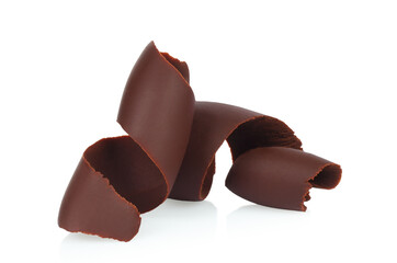 Chocolate Curls on white background