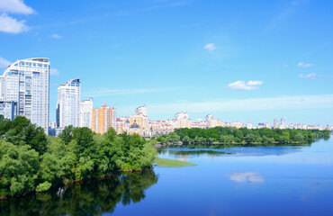Fototapeta premium View at residential district Obolon in Kiev, Ukraine