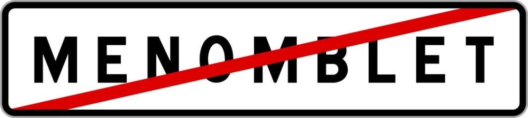 Obraz premium Panneau sortie ville agglomération Menomblet / Town exit sign Menomblet