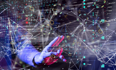 Abstract network of physical devices on the Internet using a network connection with statistics...