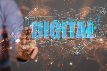 Big data and artificial intelligence concept. Machine learning and cyber mind domination