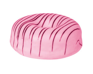 Pink glazed donut isolated on the white background