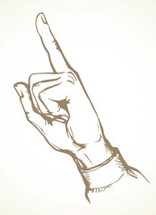 Finger pointing to an object. Vector drawing