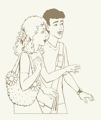 Boy and girl. Vector drawing