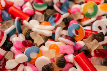 Tasty mix of jelly colorful candies.