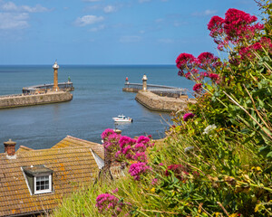 Whitby Harbour Lighthouses in North Yorkshire, UK