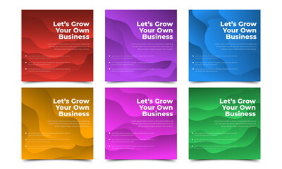 set of colorful square banners template design. Usable for social media post, card, and web.