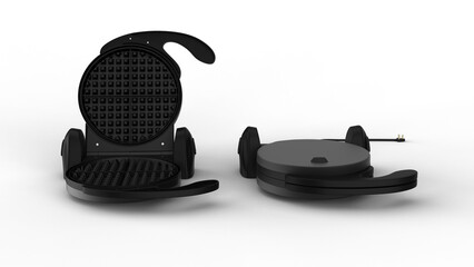 waffle maker front view with shadow 3d render