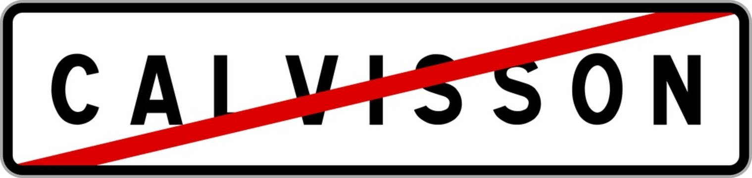 Panneau sortie ville agglom&eacute;ration Calvisson / Town exit sign Calvisson