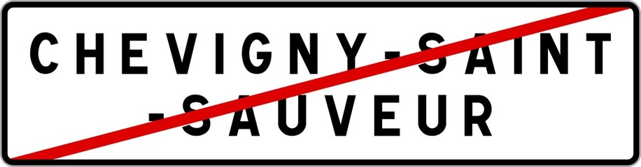 Panneau sortie ville agglomération Chevigny-Saint-Sauveur / Town exit sign Chevigny-Saint-Sauveur