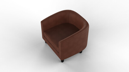 leather chair top view with shadow 3d render