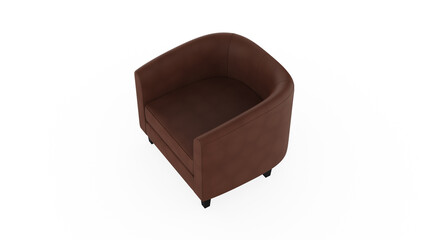 leather chair top view without shadow 3d render