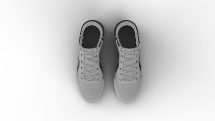 sneakers top view with shadow 3d render