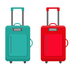 travel stroller suitcase bag isolated jpeg image; luggage illustration that symbolize travelling and getting new emotions, suitcase  with pockets isolated on white background jpg illustration