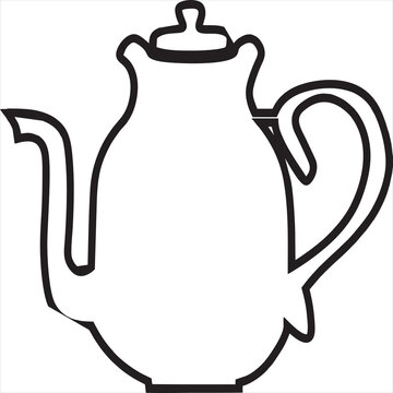Vector, icon Image of teapot, black and white color, with transparent background

