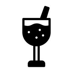 Alcohol icon or logo illustration vector graphic with glass and straw. Perfect use for ui, website, pattern, design, etc.