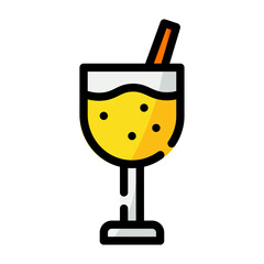 Alcohol icon or logo illustration vector graphic with glass and straw. Perfect use for ui, website, pattern, design, etc.