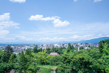 福島県福島県会津若松市の鶴ヶ城展望からの景色