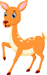 Cartoon cute deer isolated on white background