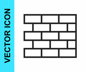 Black line Bricks icon isolated on white background. Vector
