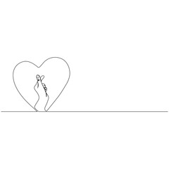 Continuous one line drawing of love sign. Korean heart sign hand gesture. Minimalistic line art.