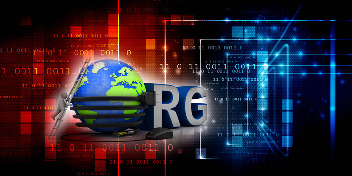 3d illustration Internet domain org connected mouse with mobile charging cable connected globe near technician