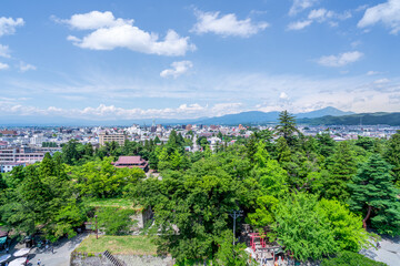 福島県福島県会津若松市の鶴ヶ城展望からの景色