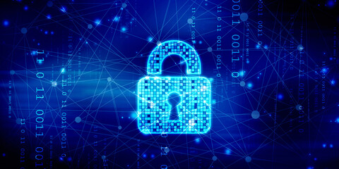 2d illustration Safety concept: Closed Padlock on digital background
