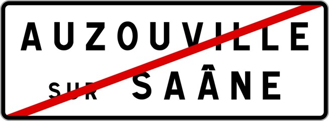 Panneau sortie ville agglomération Auzouville-sur-Saâne / Town exit sign Auzouville-sur-Saâne
