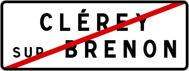 Panneau sortie ville agglom&eacute;ration Cl&eacute;rey-sur-Brenon / Town exit sign Cl&eacute;rey-sur-Brenon