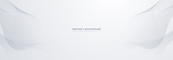 Abstract White background. Modern gradient gray banner with wave curve line dot elements. Elegant concept for technology, network and future business vector illustration