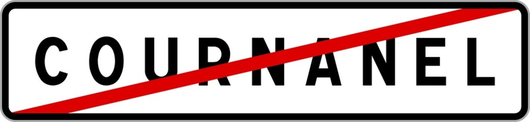Panneau sortie ville agglomération Cournanel / Town exit sign Cournanel