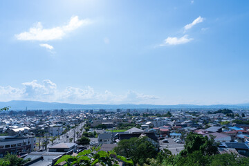 福島県の会津若町の街並み