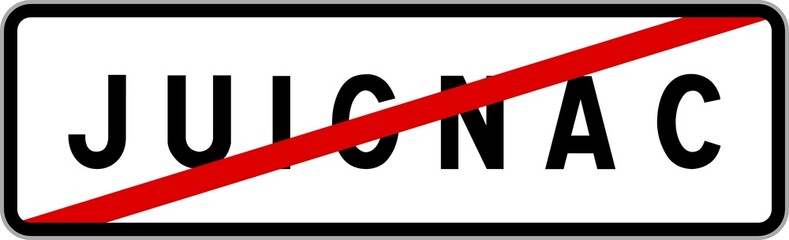 Panneau sortie ville agglomération Juignac / Town exit sign Juignac