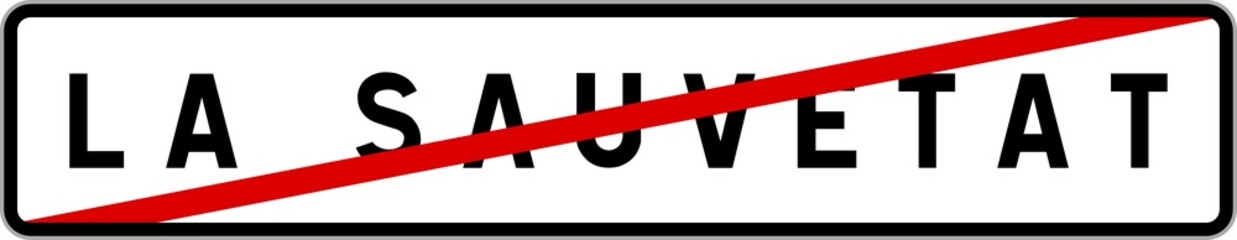 Panneau sortie ville agglomération La Sauvetat / Town exit sign La Sauvetat
