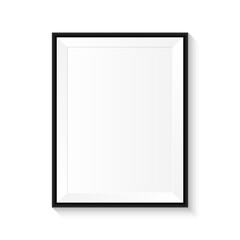 Realistic black frame template isolated on white background. Empty photo frame. vector illustration.