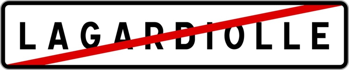 Obraz premium Panneau sortie ville agglomération Lagardiolle / Town exit sign Lagardiolle