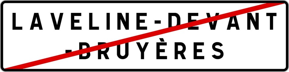 Panneau sortie ville agglomération Laveline-devant-Bruyères / Town exit sign Laveline-devant-Bruyères