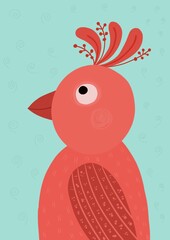 Poster and postcard with the image of a red bird