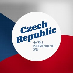 Illustration of czech republic happy independence day text in circle on czech republic national flag